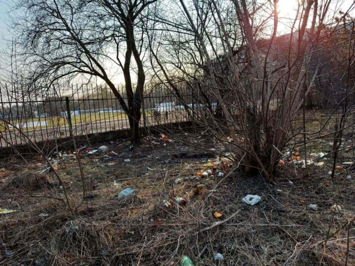 У Луцьку біля стадіону - шприци, пляшки та чагарники